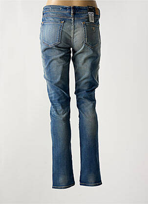 Jeans coupe slim effet usé délavé taille basse bleu GUESS femme