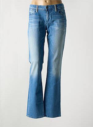 Jeans coupe droite effet usé délavé taille basse bleu GUESS femme
