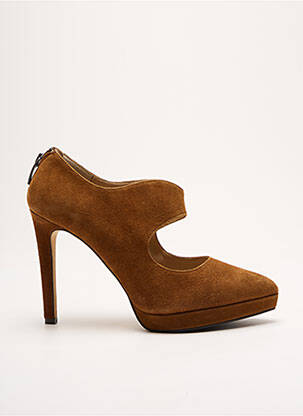 Escarpins nubuck talon haut de 10cm et plus marron BRUNO PREMI femme