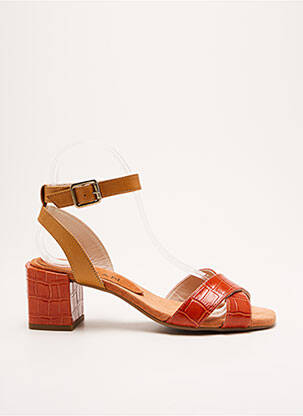 Sandales/nu pieds tissage satiné talon de 4 à 6cm orange MARIAN femme