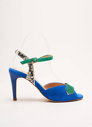 Sandales/nu pieds tissage satiné talon de 7 à 9cm bleu CRÉATIS femme