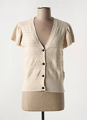 Gilet manches courtes resserrée sur le bas beige MORGAN femme