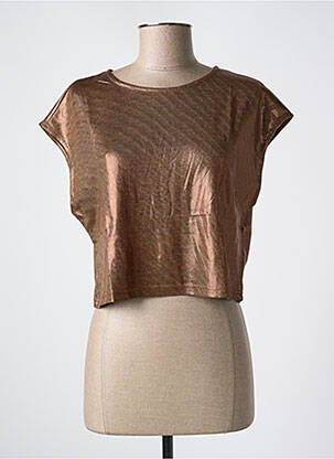 Top manches courtes manches courtes marron GOLDEN LIVE femme