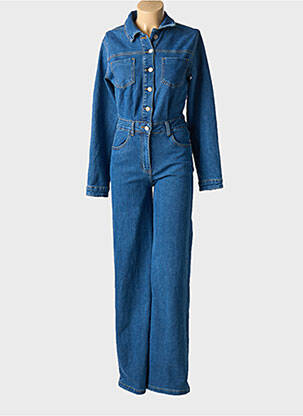 Combi-pantalon fermeture boutonnée sur le devant manches longues bleu VIVID femme