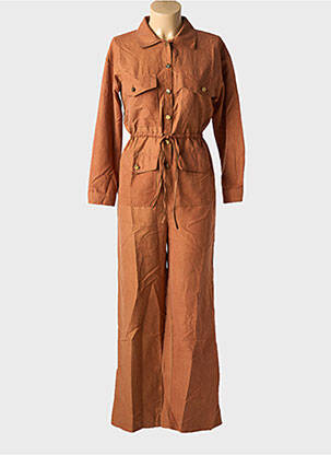 Combi-pantalon fermeture boutonnée sur le devant manches longues marron ELLI WHITE femme
