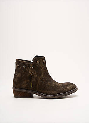Bottines/boots tissage satiné talon plat jusqu'à 3cm vert REQINS femme