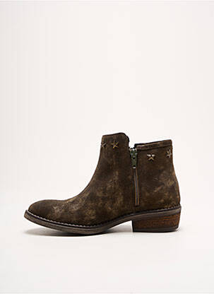Bottines/boots tissage satiné talon plat jusqu'à 3cm vert REQINS femme