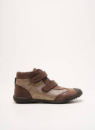 Baskets matière lisse bout rond marron MOD8 fille