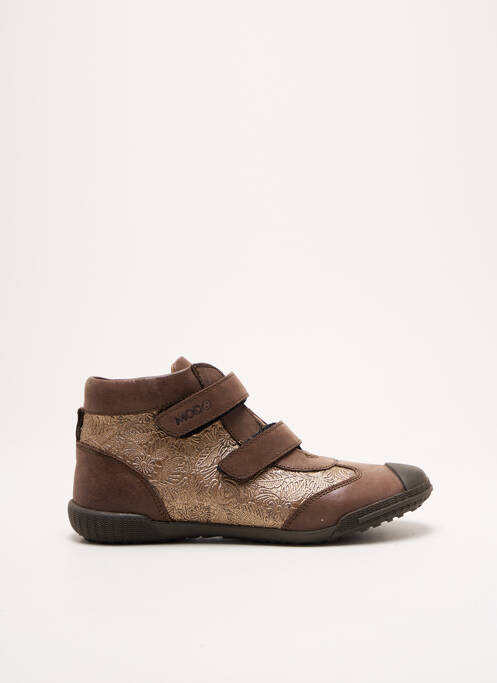 Baskets matière lisse bout rond marron MOD8 fille