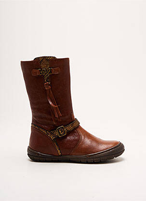 Bottes tissage satiné bout rond marron ROMAGNOLI fille