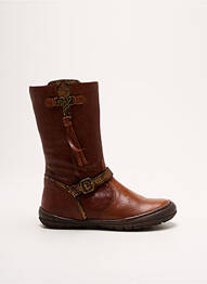 Bottes tissage satiné bout rond marron ROMAGNOLI fille