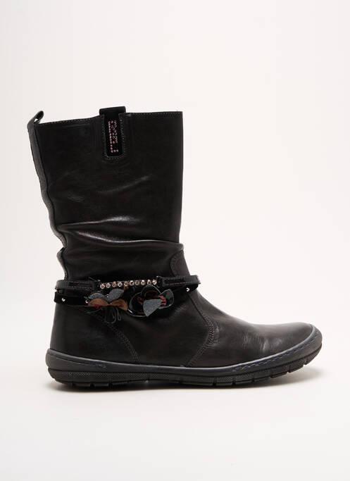 Bottes tissage satiné bout rond noir ROMAGNOLI fille