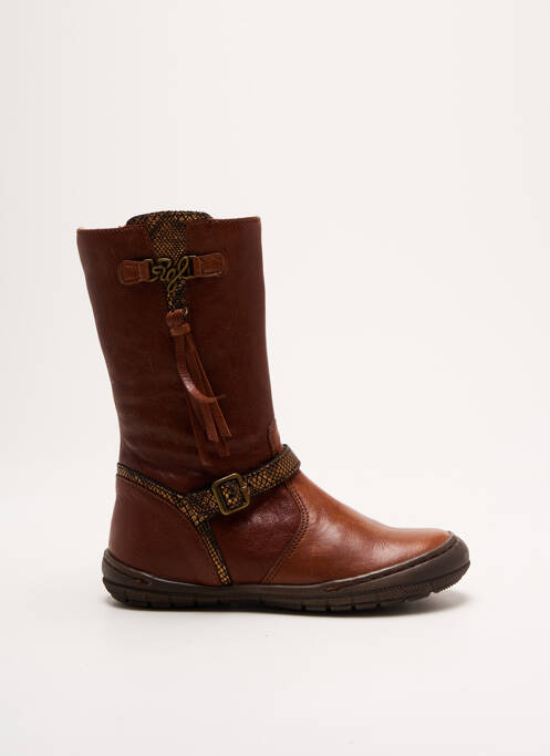 Bottes tissage satiné bout rond marron ROMAGNOLI fille