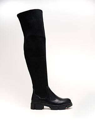 Cuissardes tissage satiné talon de 4 à 6cm noir TULIPANO femme