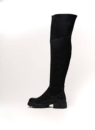 Cuissardes tissage satiné talon de 4 à 6cm noir TULIPANO femme