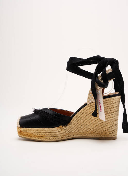 Espadrilles tissage satiné talon haut de 10cm et plus noir MARIAMARE femme