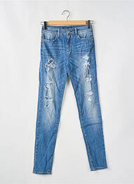 Jeans coupe slim effet usé délavé taille normale bleu TIFFOSI femme