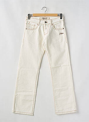 Jeans coupe droite fermeture zippée sous rabat boutonné taille normale beige TIFFOSI homme