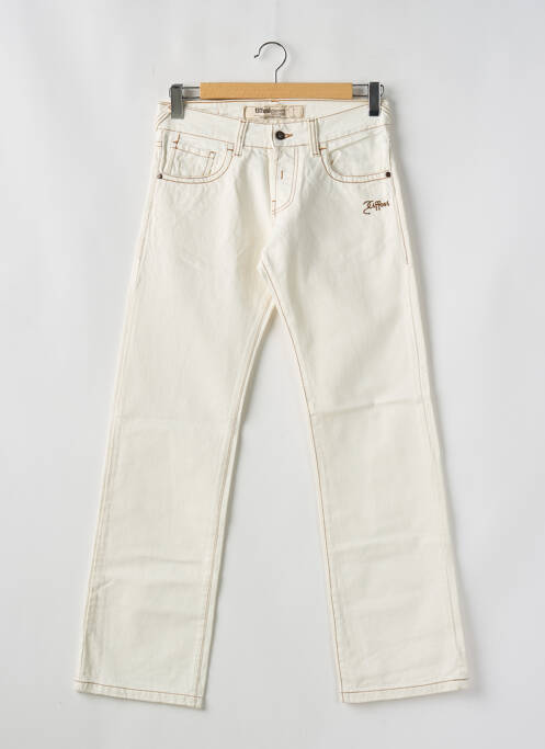 Jeans coupe droite fermeture zippée sous rabat boutonné taille normale beige TIFFOSI homme