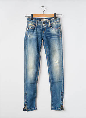 Jeans coupe slim effet usé délavé taille normale bleu TIFFOSI femme