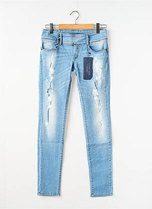 Jeans coupe slim effet usé délavé taille normale bleu TIFFOSI femme