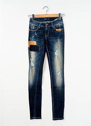 Jeans coupe slim effet usé délavé taille normale bleu TIFFOSI femme