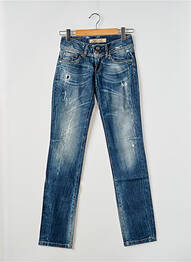 Jeans coupe slim effet usé délavé taille normale bleu TIFFOSI femme