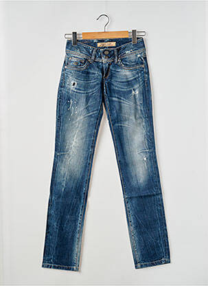Jeans coupe slim effet usé délavé taille normale bleu TIFFOSI femme