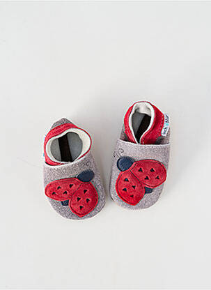 Chaussons/pantoufles semelle extérieure cuir bout rond rouge INCH BLUE enfant
