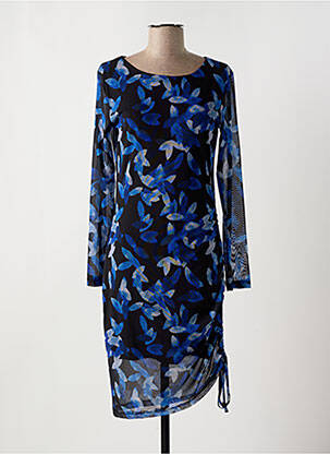 Robe mi-longue imprimé fantaisie manches longues bleu TIFFOSI femme