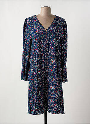 Robe mi-longue imprimé fleurs manches longues bleu ÉTYMOLOGIE femme