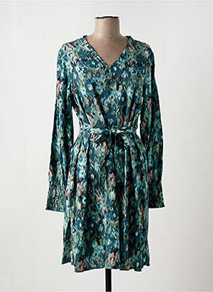 Robe mi-longue imprimé fantaisie manches longues bleu GARCIA femme