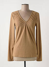 Top coupe cintrée manches longues beige GARCIA femme