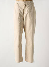 Pantalon droit fermeture zippée sous rabat boutonné beige C'EST BEAU LA VIE femme