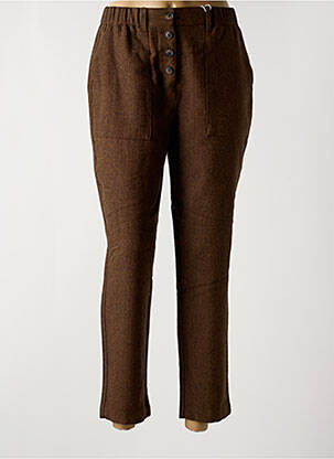 Pantalon 7/8 taille élastique marron C'EST BEAU LA VIE femme