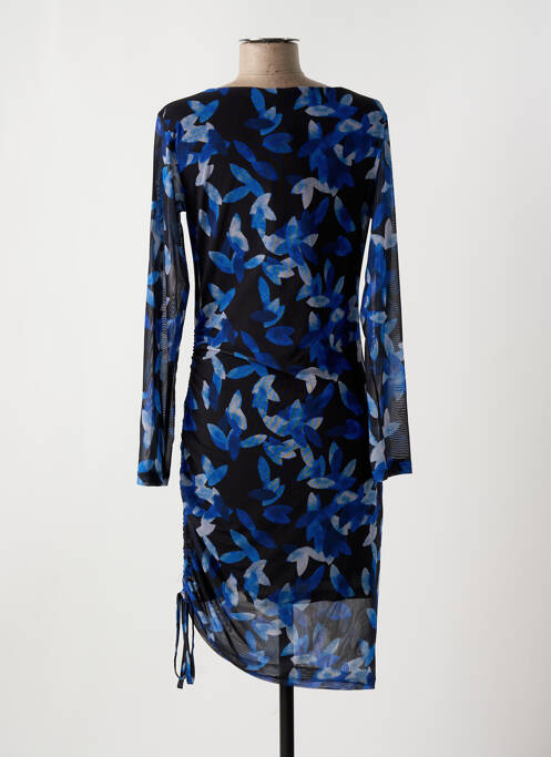 Robe mi-longue imprimé fantaisie manches longues bleu TIFFOSI femme
