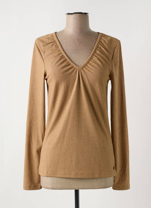 Top coupe cintrée manches longues beige GARCIA femme