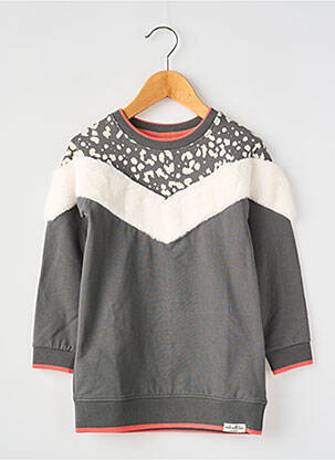 Robe mi-longue col rond manches longues gris BOBOLI fille