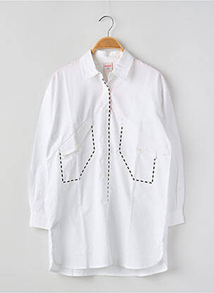 Chemisier tissage popeline manches longues blanc BOBOLI fille