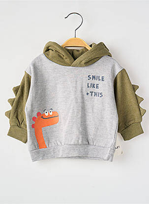 Sweat-shirt à capuche stretch manches longues gris LOSAN garçon