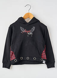 Sweat-shirt à capuche poches manches longues noir BOBOLI fille