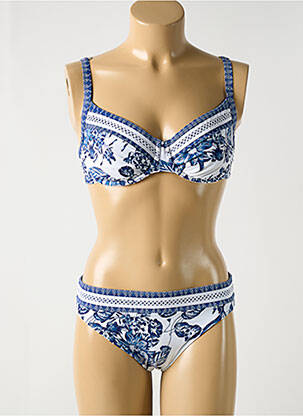 Maillot de bain 2 pièces stretch haut soutien-gorge balconnet bleu OLYMPIA femme