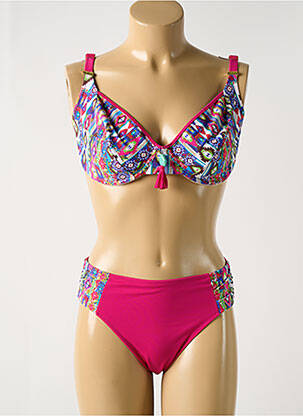 Maillot de bain 2 pièces stretch haut soutien-gorge emboitant rose DEIDAD femme