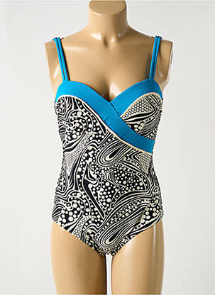 Maillot de bain 1 pièce imprimé fantaisie haut soutien-gorge moulé bleu DEIDAD femme