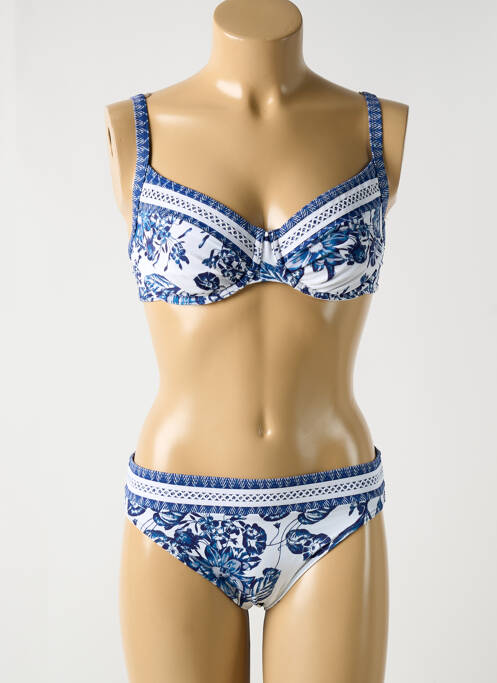 Maillot de bain 2 pièces stretch haut soutien-gorge balconnet bleu OLYMPIA femme