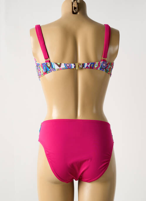 Maillot de bain 2 pièces stretch haut soutien-gorge emboitant rose DEIDAD femme