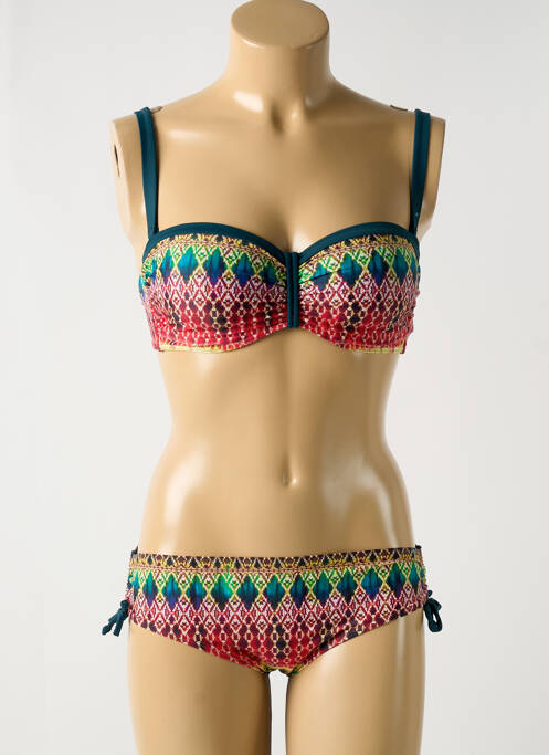 Maillot de bain 2 pièces stretch haut soutien-gorge balconnet rouge OLYMPIA femme