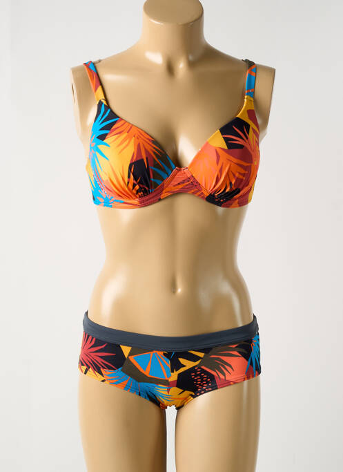 Maillot de bain 2 pièces stretch haut soutien-gorge moulé orange OLYMPIA femme