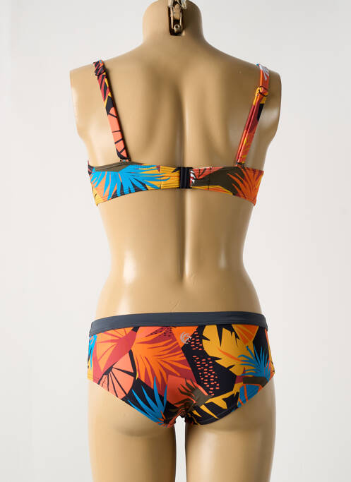 Maillot de bain 2 pièces stretch haut soutien-gorge moulé orange OLYMPIA femme