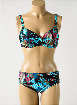 Maillot de bain 2 pièces stretch haut soutien-gorge emboitant bleu OLYMPIA femme